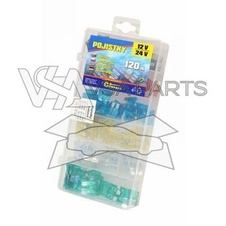 Pojistky ploché sada, 120 ks, 7,5-10-15-20-25-30A